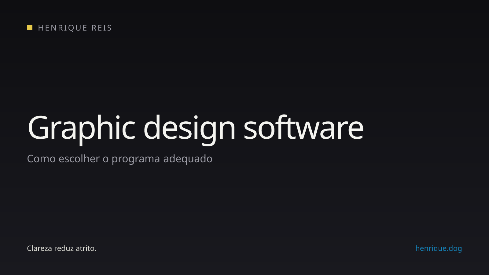 Categorias de programas de design gráfico organizadas por tipo de trabalho