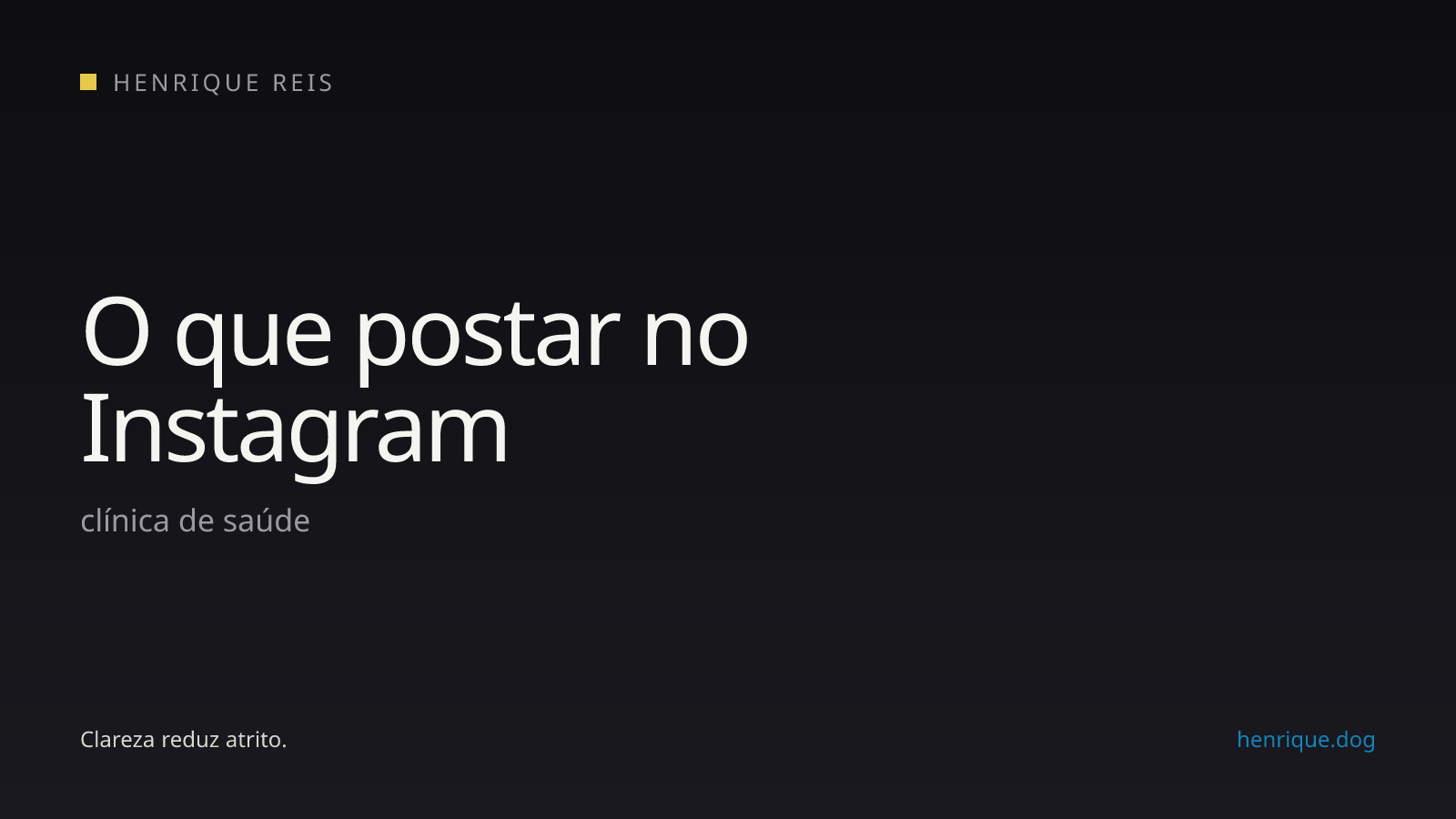 Capa editorial escura para o artigo sobre o que postar no Instagram de uma clínica de saúde