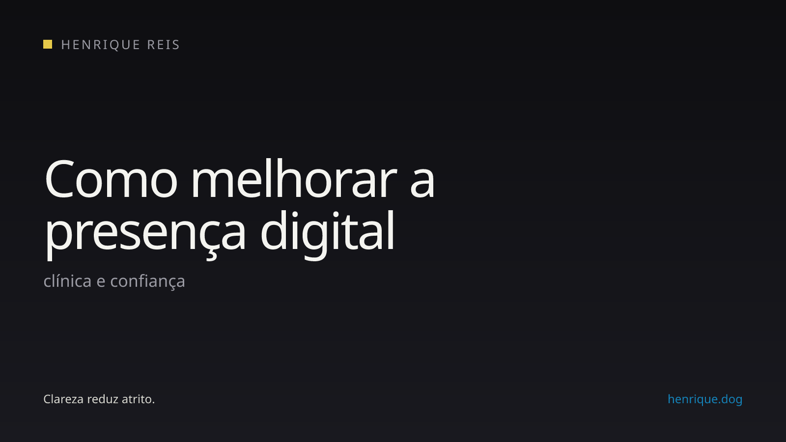 Capa editorial escura para o artigo sobre melhorar a presença digital de uma clínica