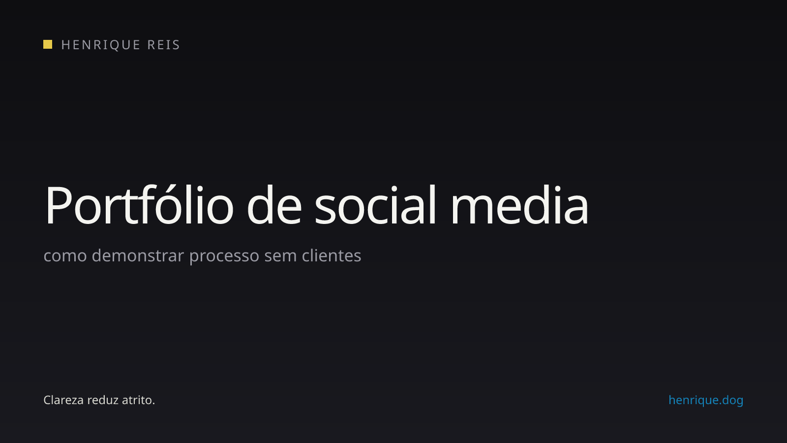 Estrutura de estudo de caso para um portfólio inicial de social media