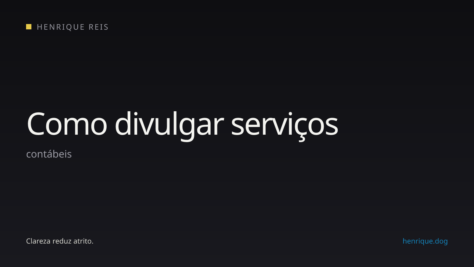 Capa editorial escura para o artigo sobre divulgar serviços contábeis