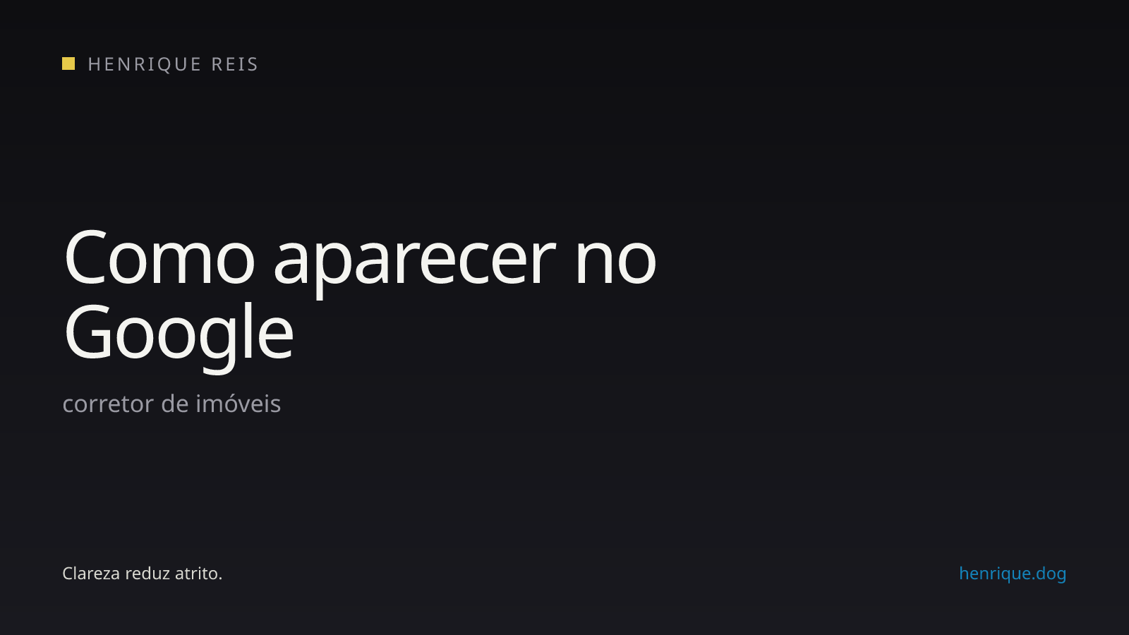 Capa editorial escura para o artigo sobre aparecer no Google como corretor de imóveis