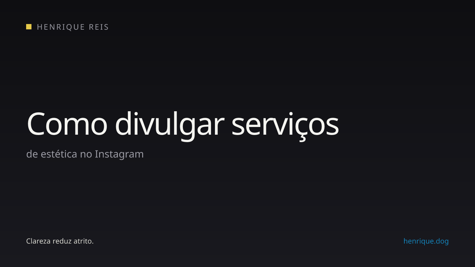 Capa editorial escura para o artigo sobre divulgar serviços de estética no Instagram