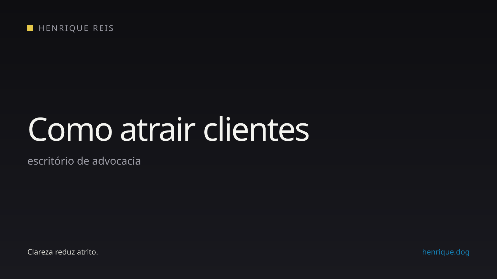 Capa editorial escura para o artigo sobre atrair clientes para escritório de advocacia
