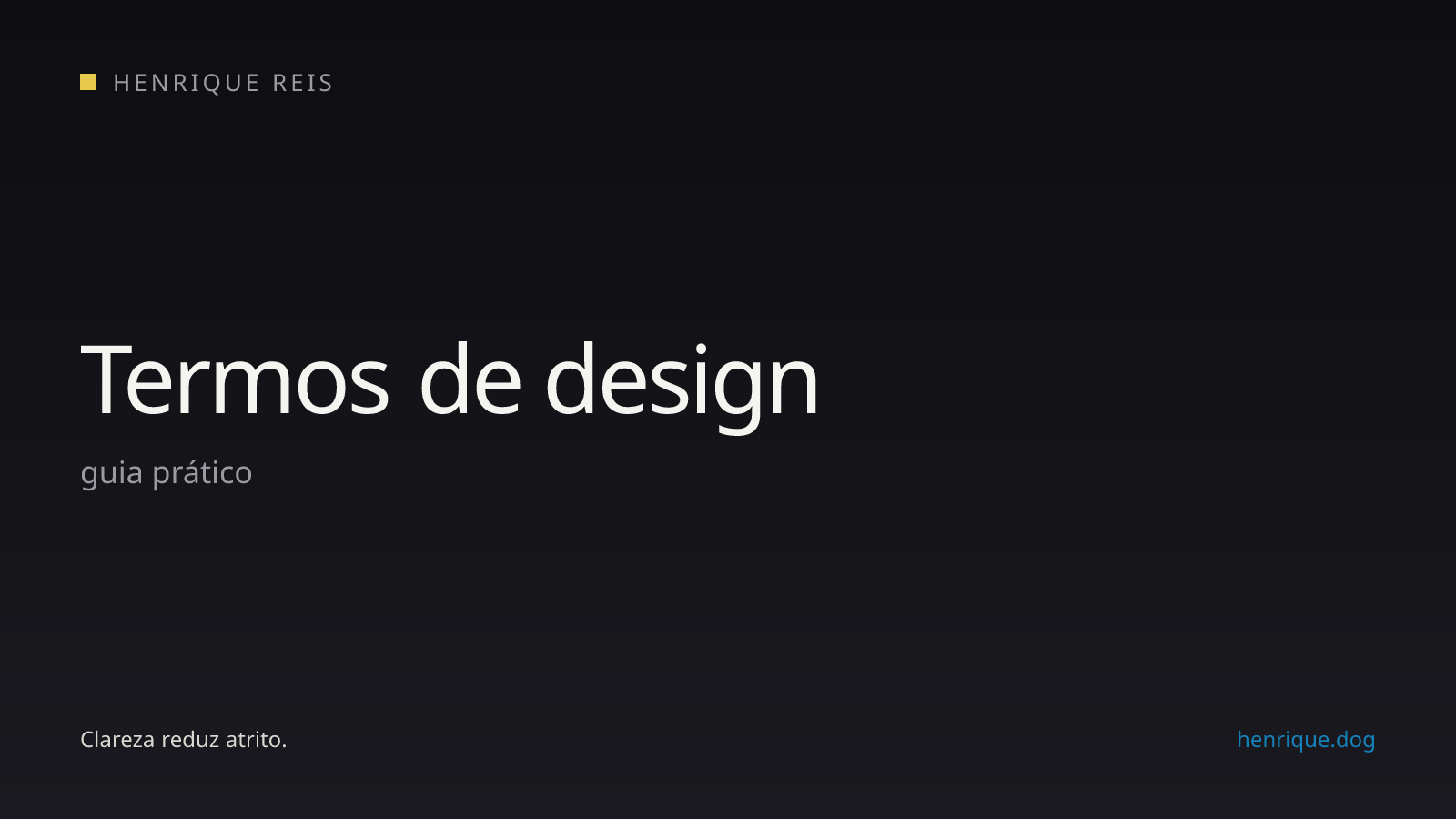 Capa editorial escura para o guia de termos de design