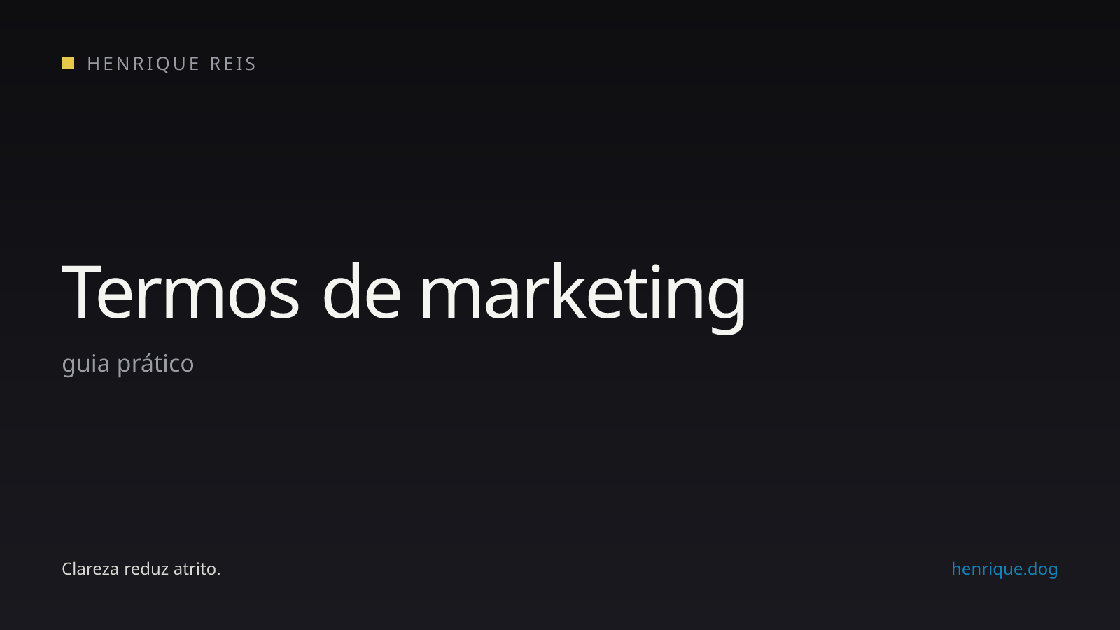 Capa editorial escura para o guia de termos de marketing