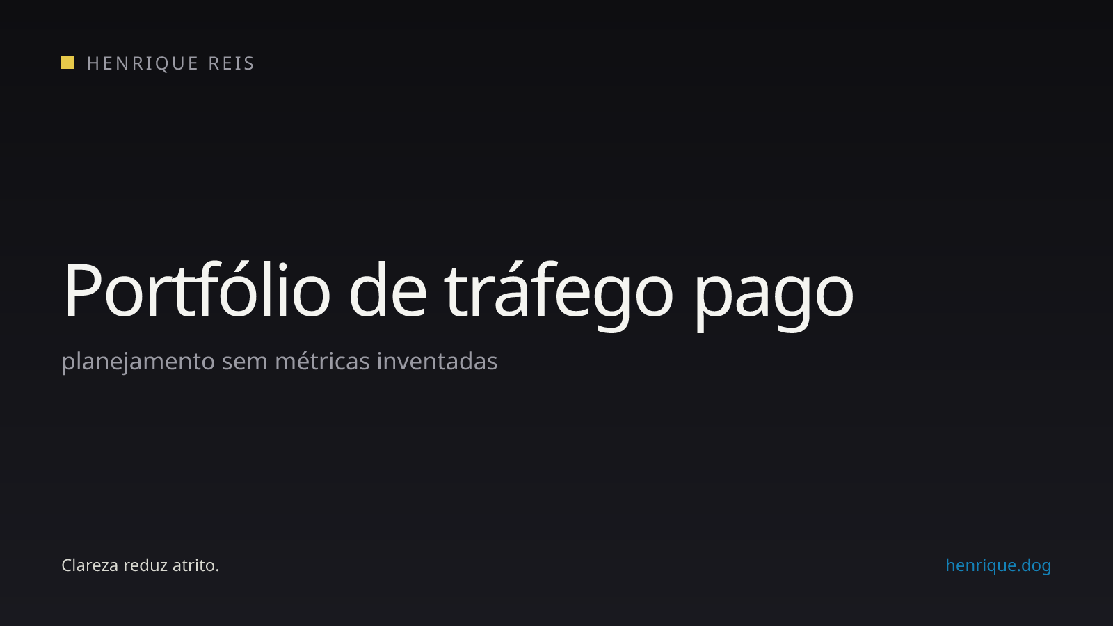 Estrutura de projeto autoral para portfólio de mídia paga