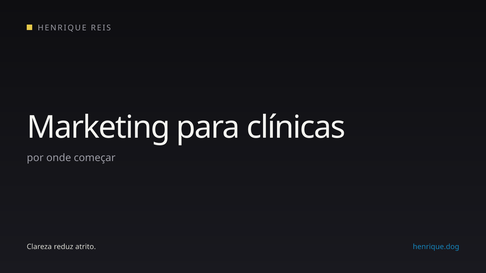 Capa editorial escura para o artigo sobre por onde começar no marketing para clínicas
