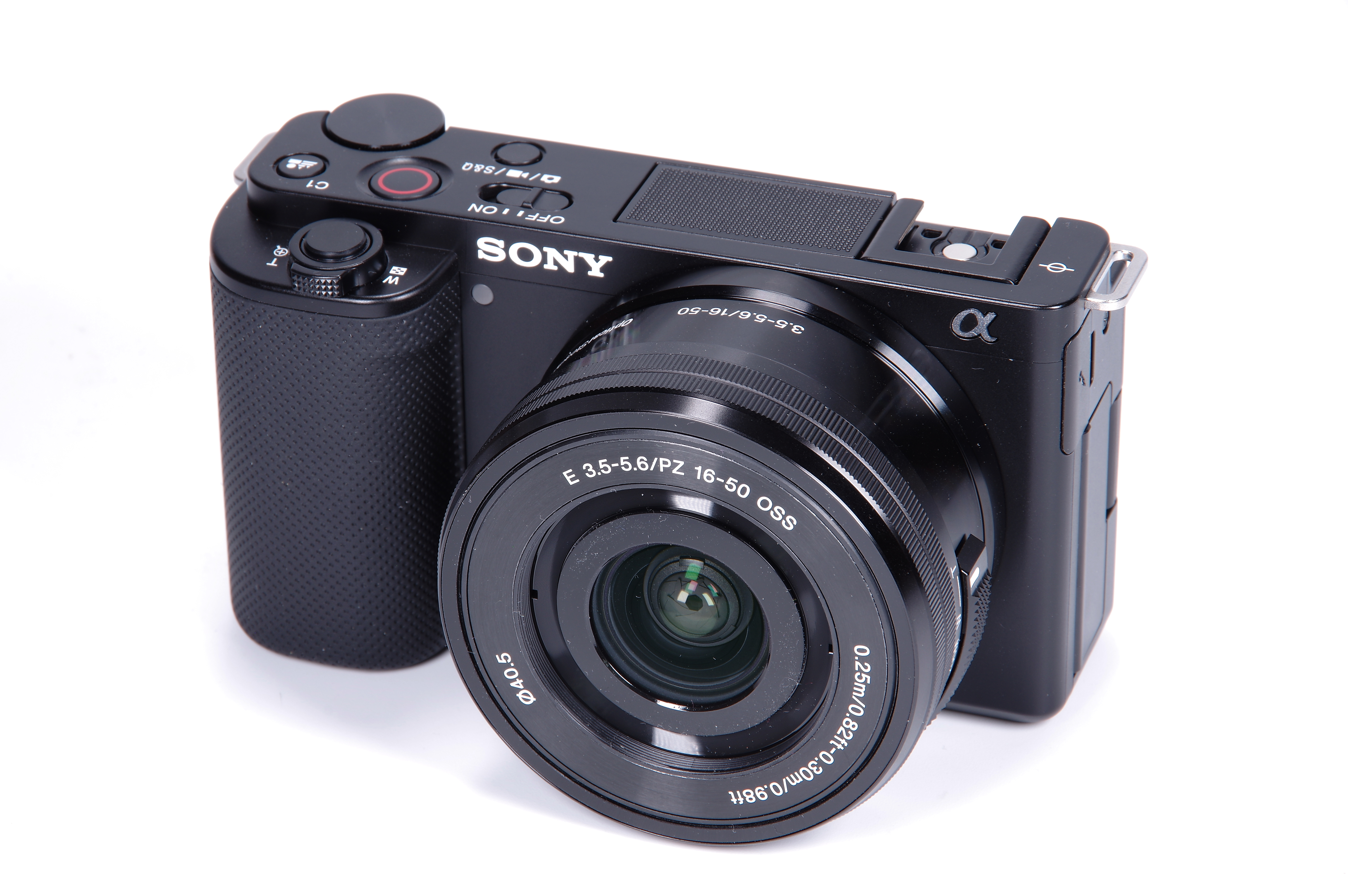 Sony ZV-E10, câmera mirrorless vista em fotografia de produto