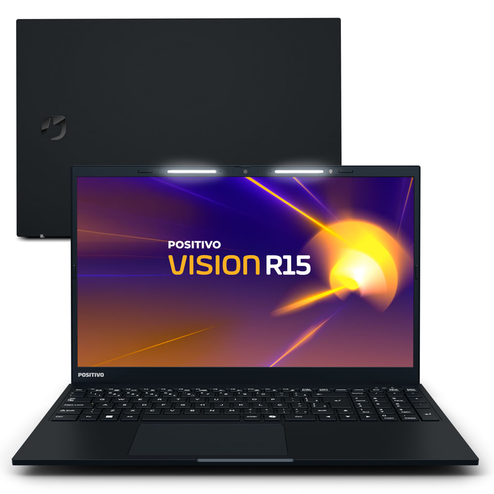 Notebook Positivo Vision R15 Linux aberto visto de frente