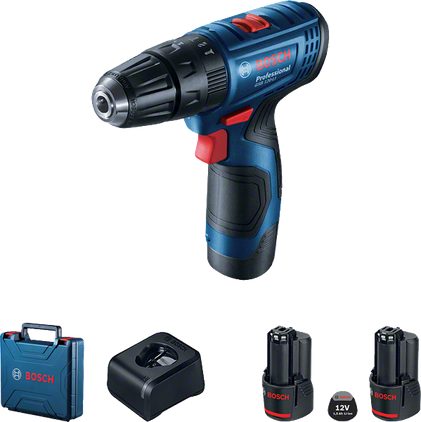 Furadeira e parafusadeira Bosch GSB 120-LI com maleta, carregador e duas baterias