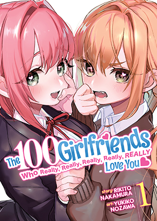 Capa oficial do primeiro volume de The 100 Girlfriends Who Really, Really, Really, Really, Really Love You