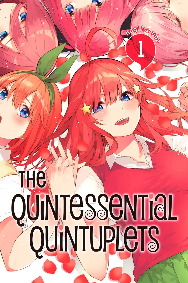 Capa oficial de The Quintessential Quintuplets, destaque da seleção de mangás harém