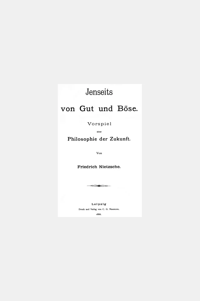 Folha de rosto da primeira edição de Além do Bem e do Mal, de 1886